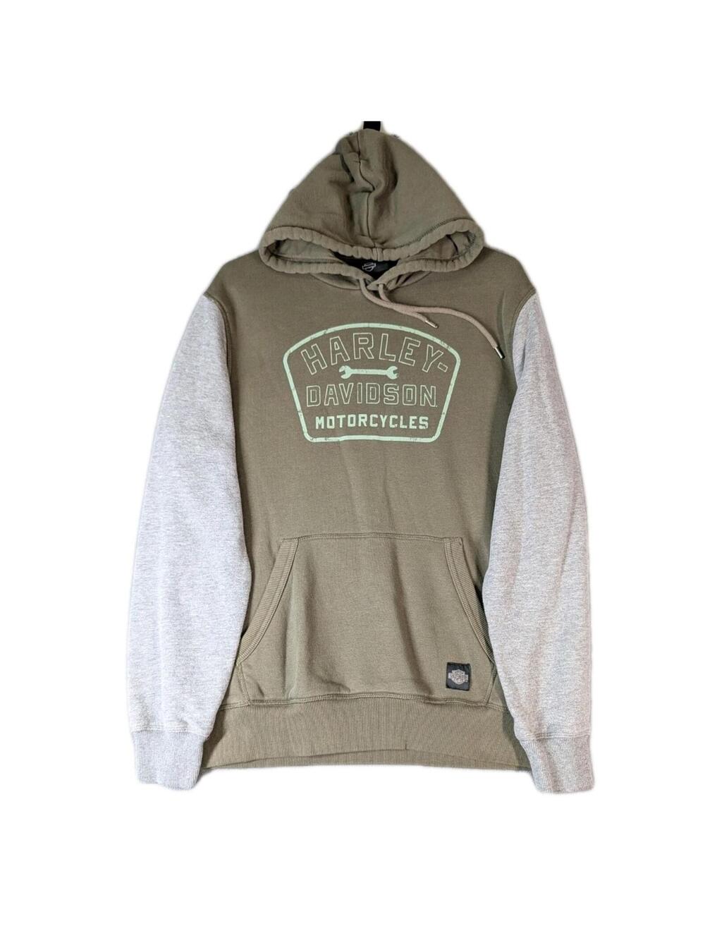 Harley Davidson Mens Medium Olive Gray Hoodie Motorcycle Biker Pullover